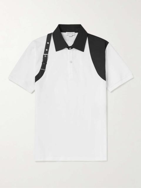 Harness-Detailed Cotton-Piqué Polo Shirt