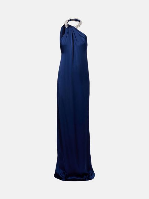 Embellished satin gown
