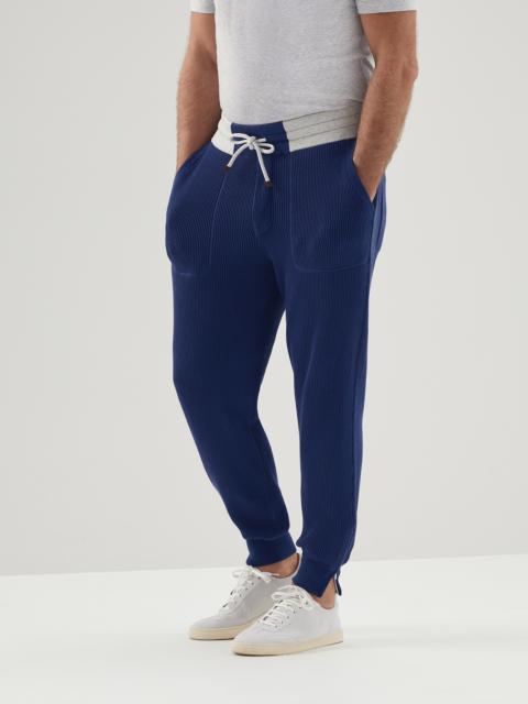Brunello Cucinelli Cotton English rib knit joggers with