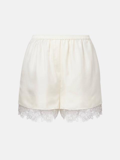 Lace-trimmed silk shorts