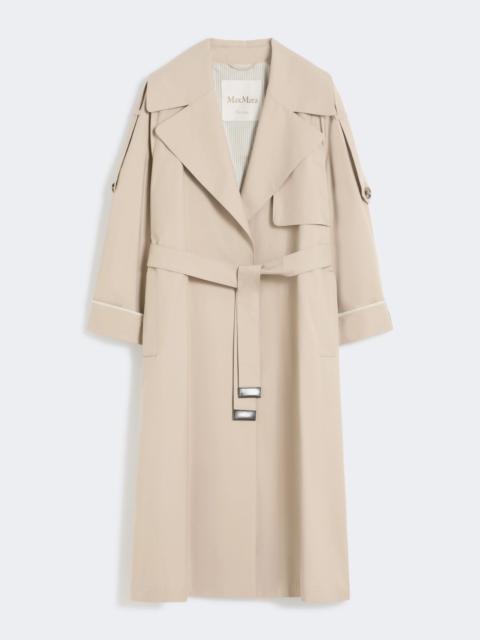 Oversized water-repellent twill trench coat - SAND