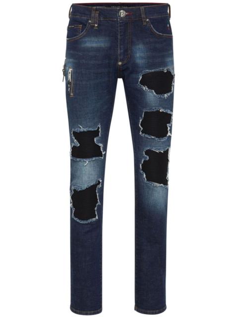 distressed-effect slim-cut jeans