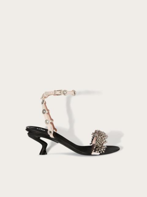 EMILIO LOW HEEL EMBROIDERED SANDALS