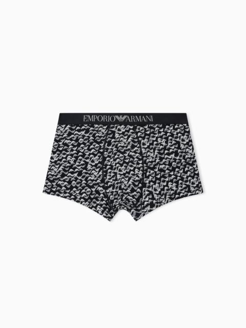 BOXER BRIEFS IN AN ALL-OVER LOGO PRINT JERSEY