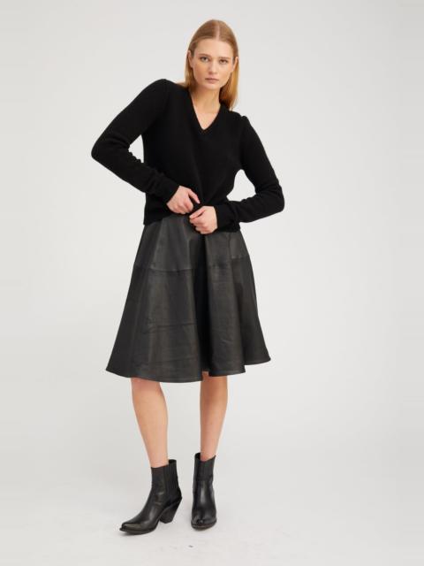 BLACK LEATHER BARDOT SKIRT