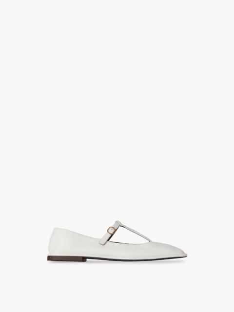 Square T-Strap Flat in Leather