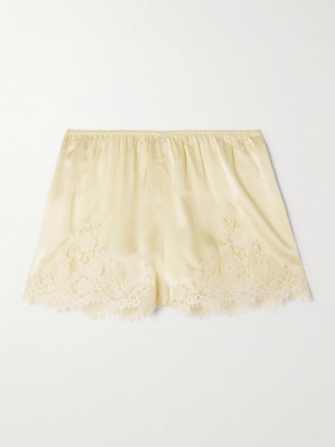 Iona Lace-trimmed Silk-satin Shorts