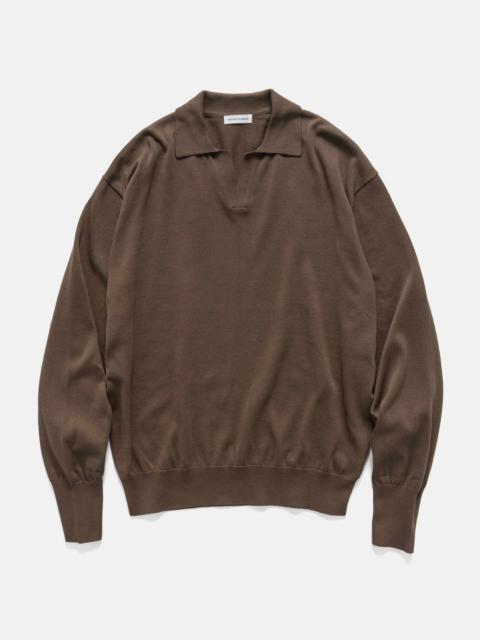 Cotton Knit Skipper Shirt Mocha Brown