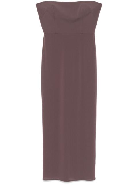 crepe strapless maxi dress