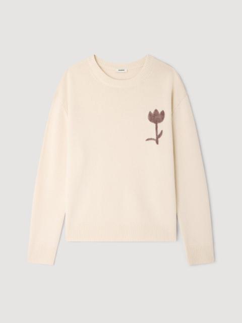 WOOL SWEATER WITH FLOWER DETAIL