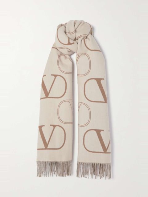 Valentino Garavani fringed wool-jacquard scarf
