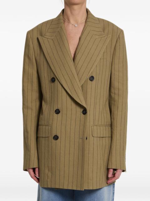 striped double-breasted linen jacket