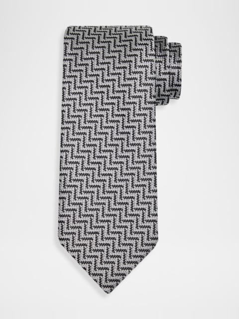 Men's Diagonal Chevron Silk Tie