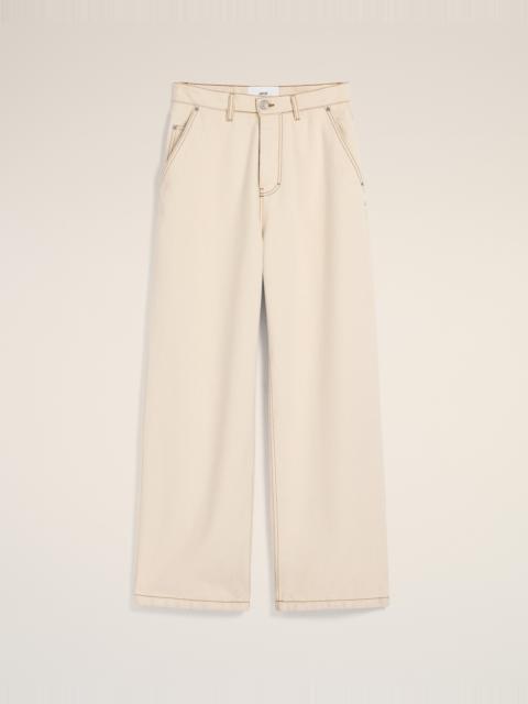 BEIGE COTTON WIDE FIT JEANS