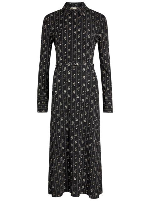 Tory Burch Patterned Stretch-jersey Midi Shirt Dress