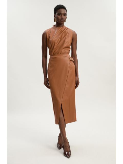 Faux Leather Belt Detail Skirt