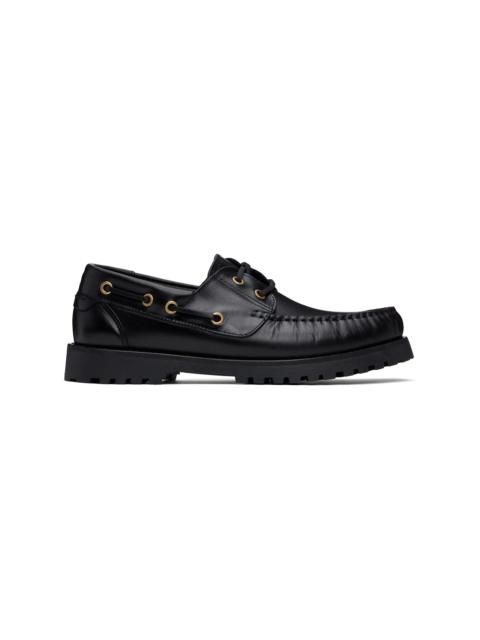 Black Leather Boat Shoes