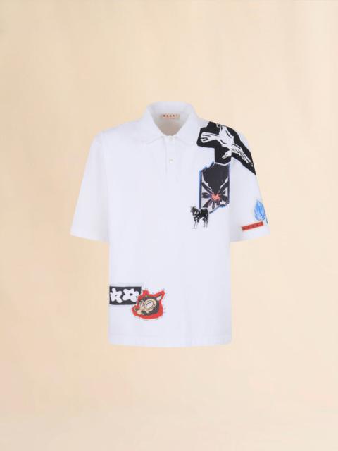 WHITE JERSEY POLO SHIRT