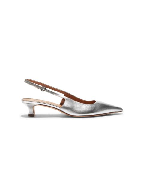 Catrina Metallic Leather Slingback Pumps silver