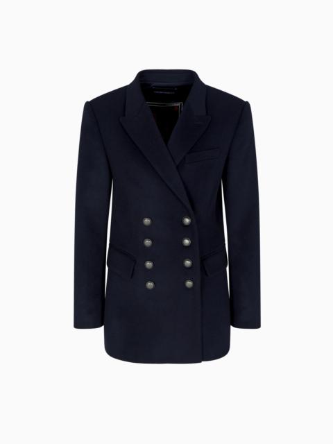 DOUBLE-BREASTED BLAZER IN COMPACT WOOL AND CASHMERE