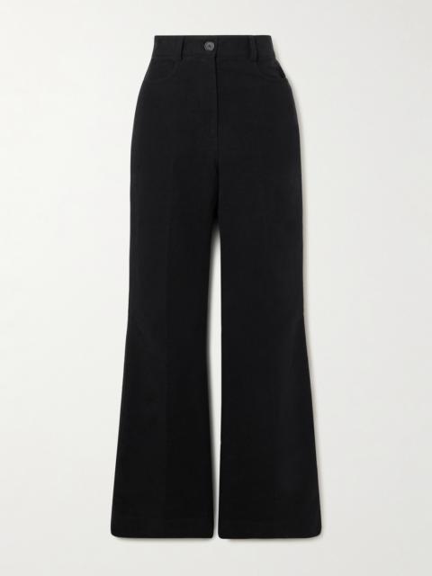 Flared Organic Cotton-moleskine Pants