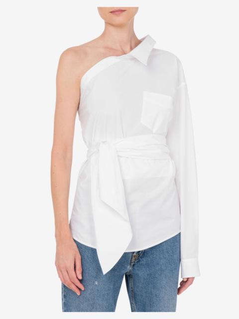 ONE-SHOULDER STRETCH POPLIN SHIRT