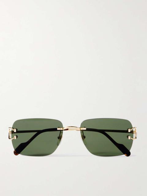 Frameless Gold-Tone and Tortoiseshell Acetate Sunglasses