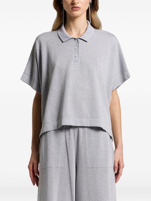 buttoned short-sleeve polo top