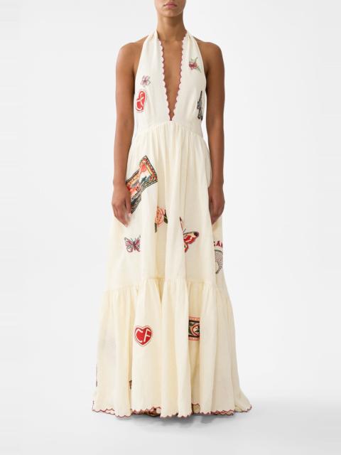 RUFFLE HEM HALTER DRESS