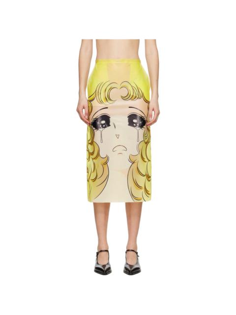 Yellow Crying Girl H-Line Midi Skirt