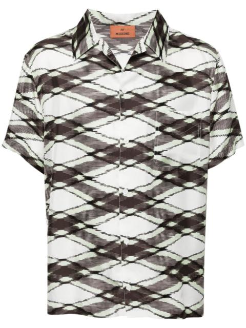 patterned silk short sleeve shirt