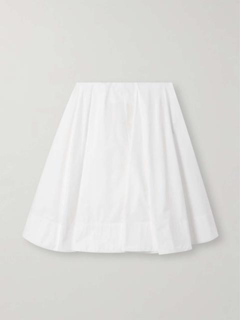 Salon pleated cotton-poplin midi skirt White