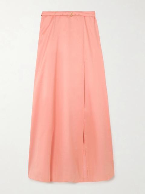 Etta Belted Wrap-effect Taffeta Maxi Skirt