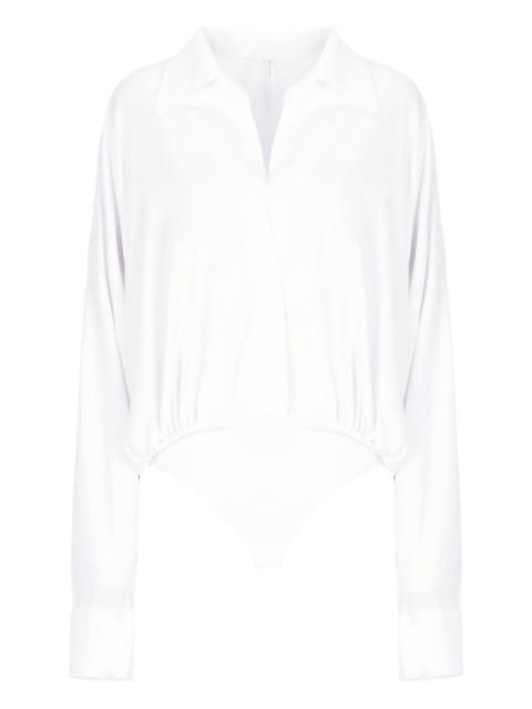collared long-sleeve top