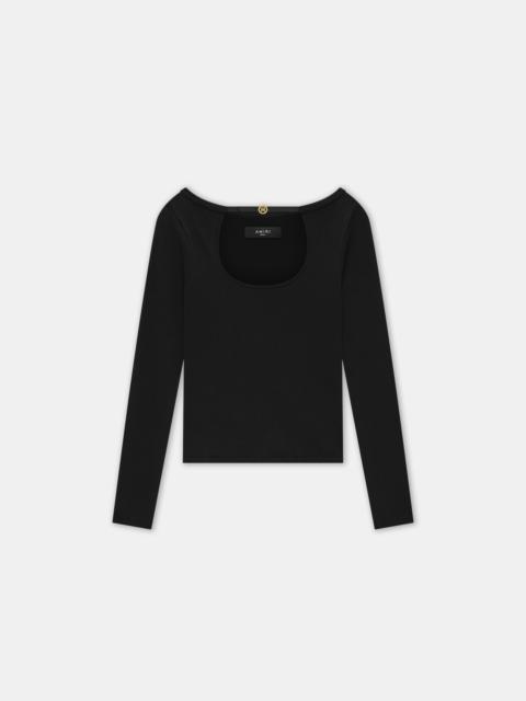 WOMEN'S LONG SLEEVE KEYHOLE TOP