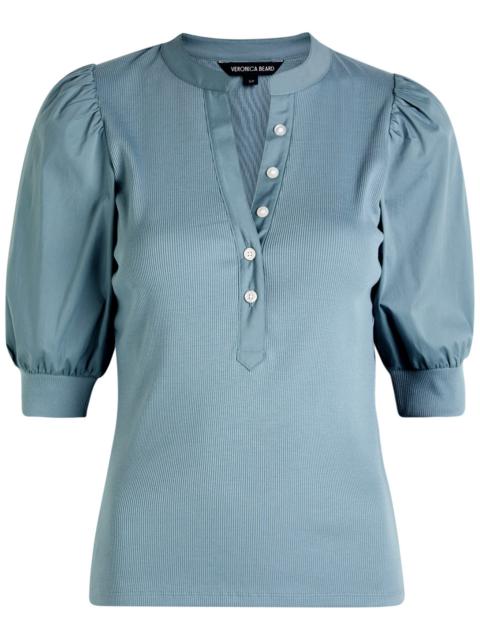 Veronica Beard Coralee Ribbed Stretch-cotton top