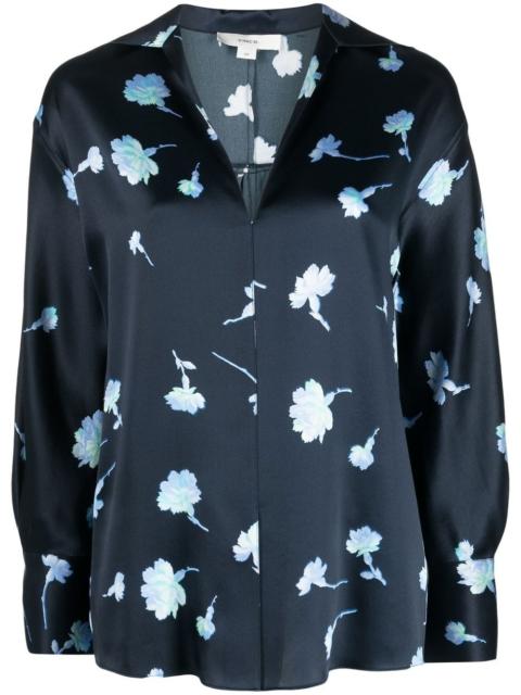 floral print silk blouse