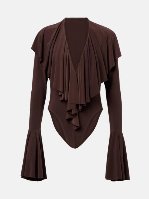 Ruffled jersey bodysuit