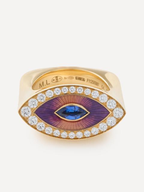 18ct Gold Evil Eye Purple Diamond Signet Ring