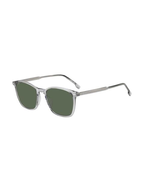 TRANSPARENT-GRAY SUNGLASSES WITH TEMPLE LOGO