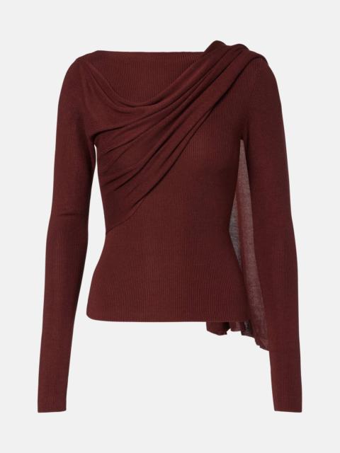 Draped silk-blend top