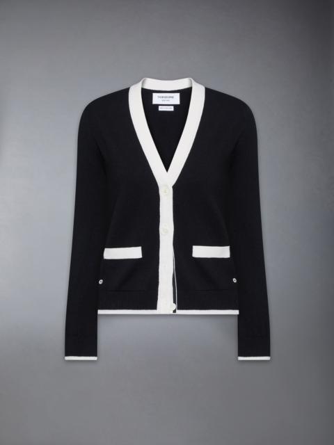 JERSEY STITCH CASHMERE V NECK CARDIGAN