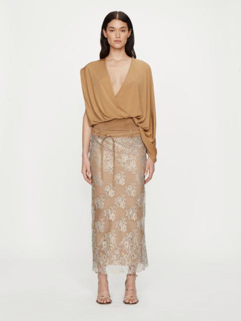 Sépienne Lace Belted Suede Skirt