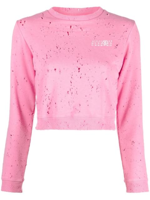 distressed logo-print sweatshirt
