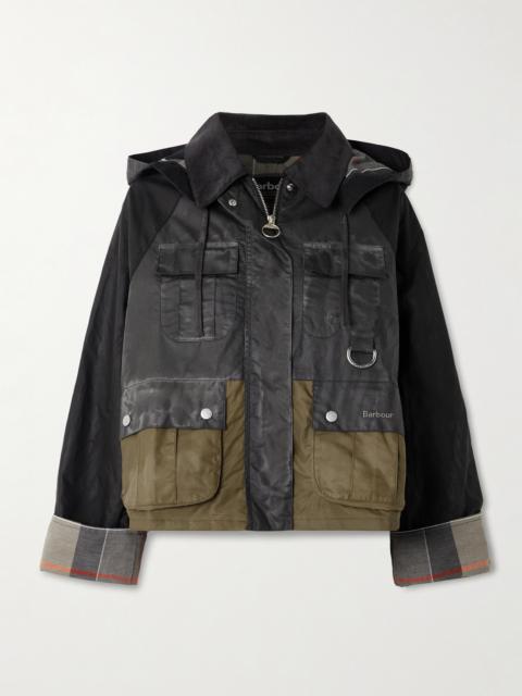 Liza Hooded Paneled Waxed-cotton Jacket