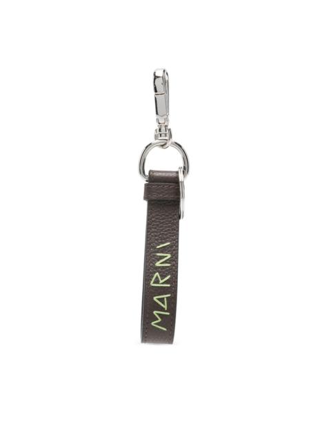 logo-plaque leather keyring