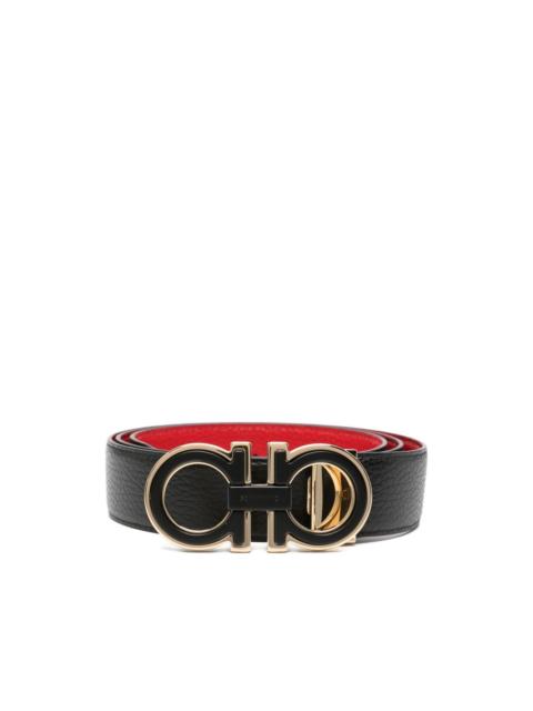 logo-buckle leather belt