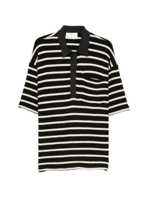 striped-pattern chest-pocket polo shirt