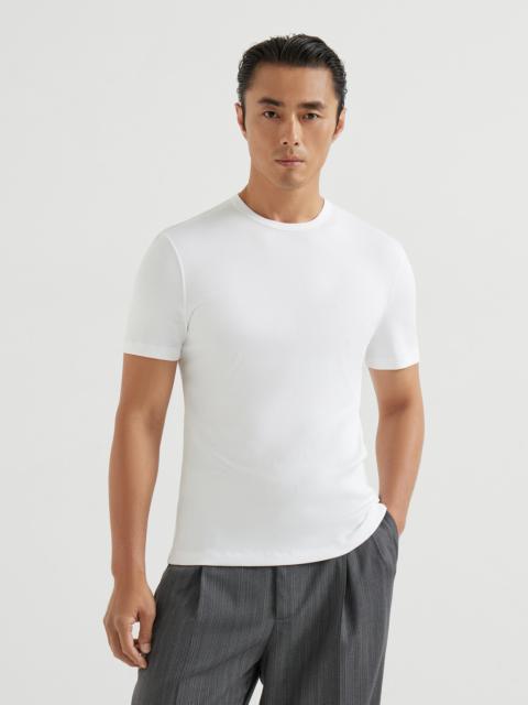 Stretch cotton and modal ribbed jersey crew neck T-shirt
