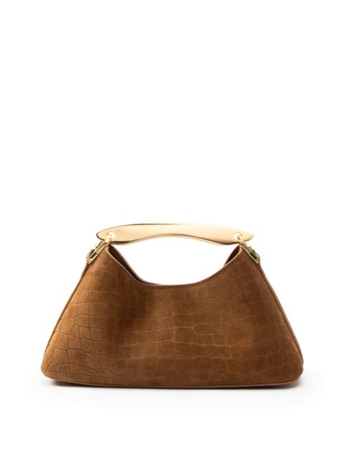 Mini Boomerang Croco Suede Cognac